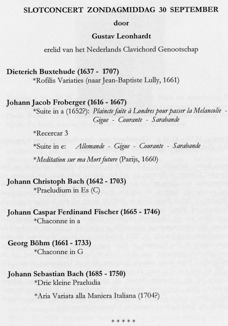 Programma Gustav Leonhardt 30 september 2007