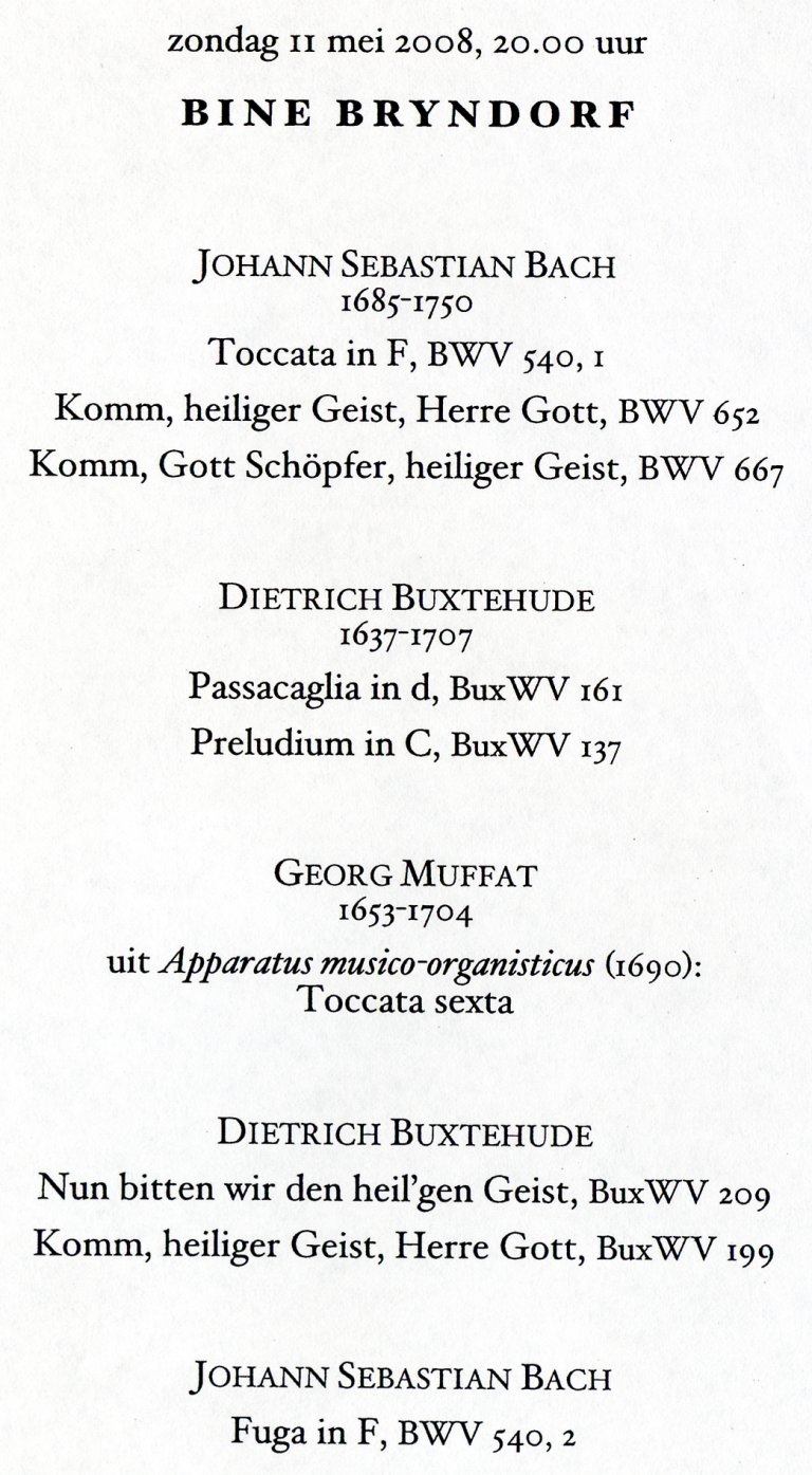 Programma Bine Bryndorf 11 mei 2008