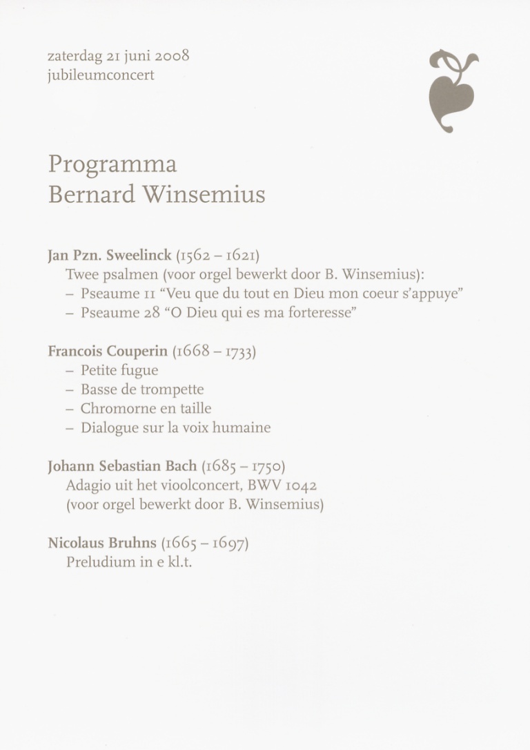 Programma Bernard Winsemius 21 juni 2008