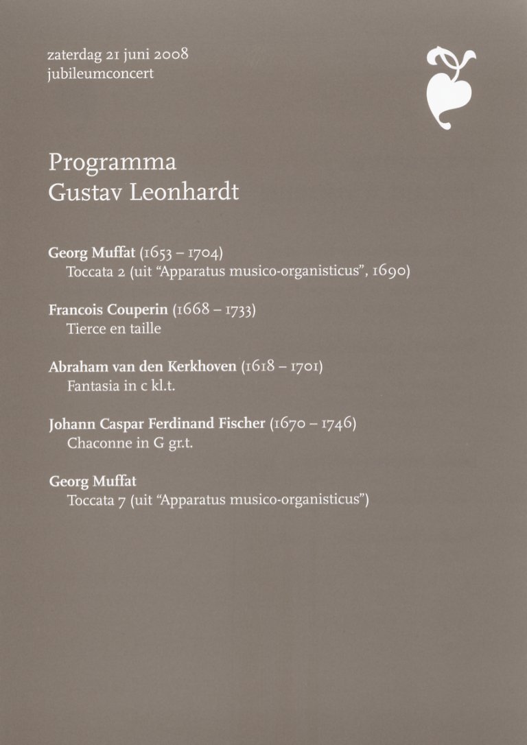 Programma Gustav Leonhardt 21 juni 2008