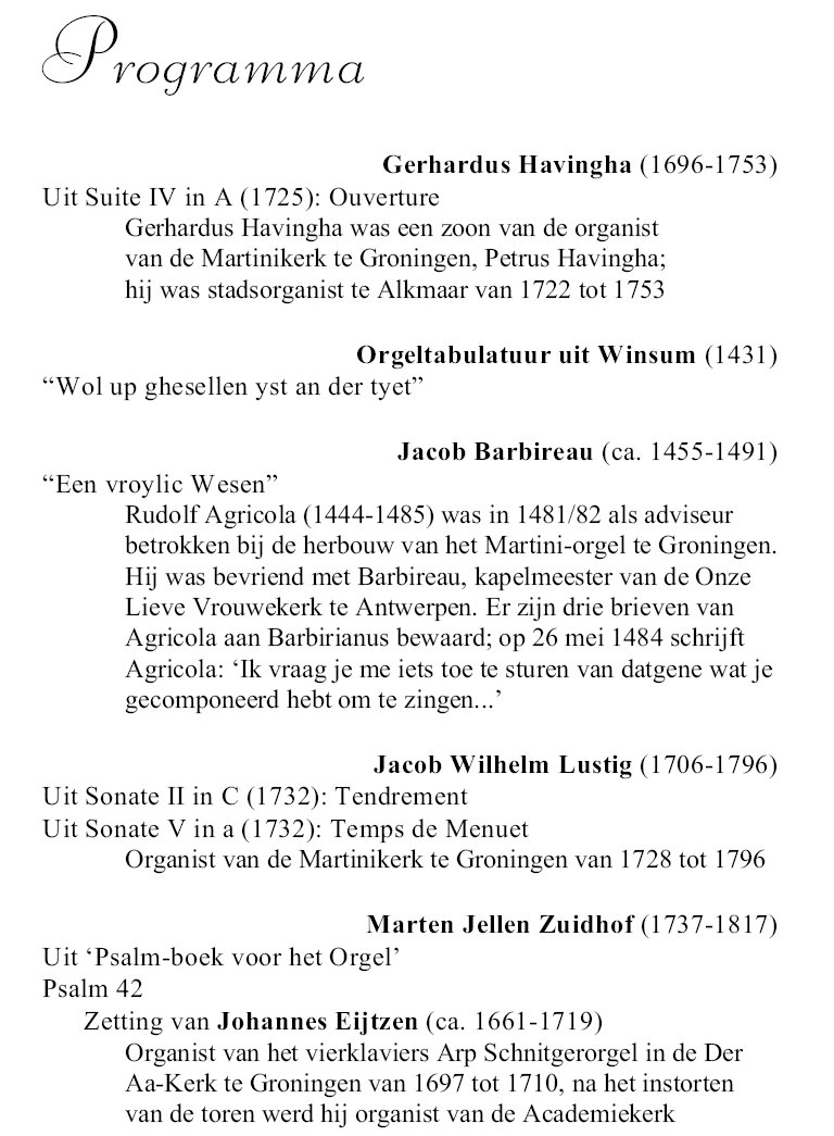 Programma 7 september 2008 