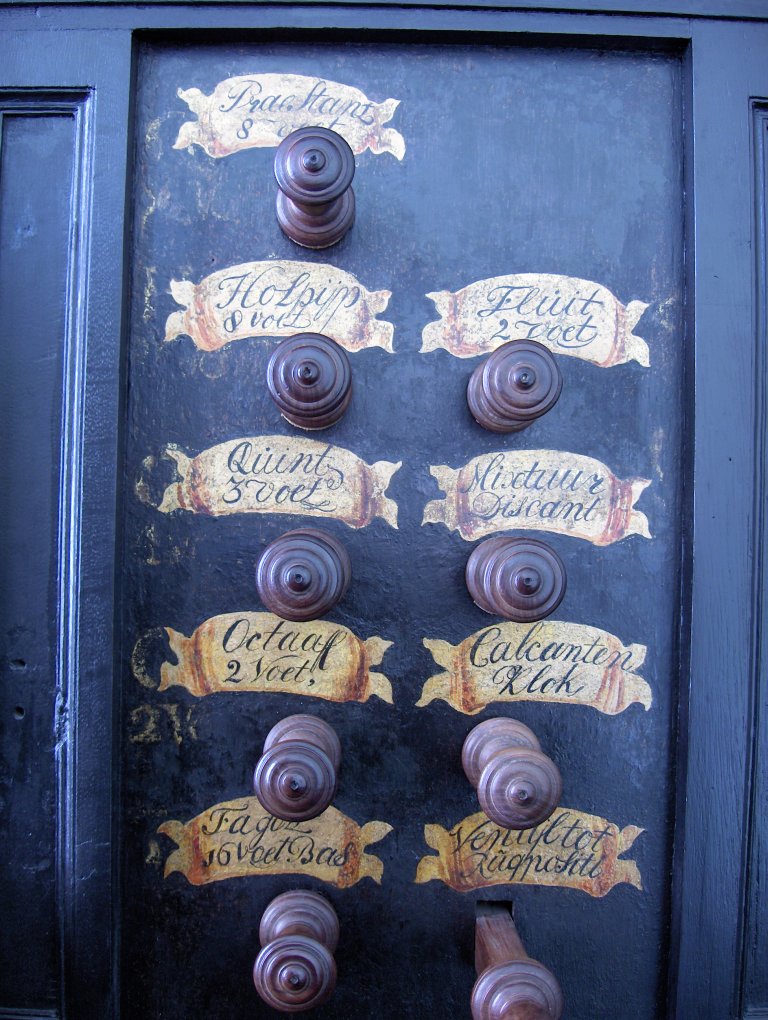 Pelstergasthuiskerk Groningen Schnitgerorgel 1693 Registers manuaal rechterkant