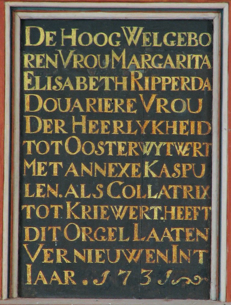 Dorpskerk Krewerd Tekst 1731