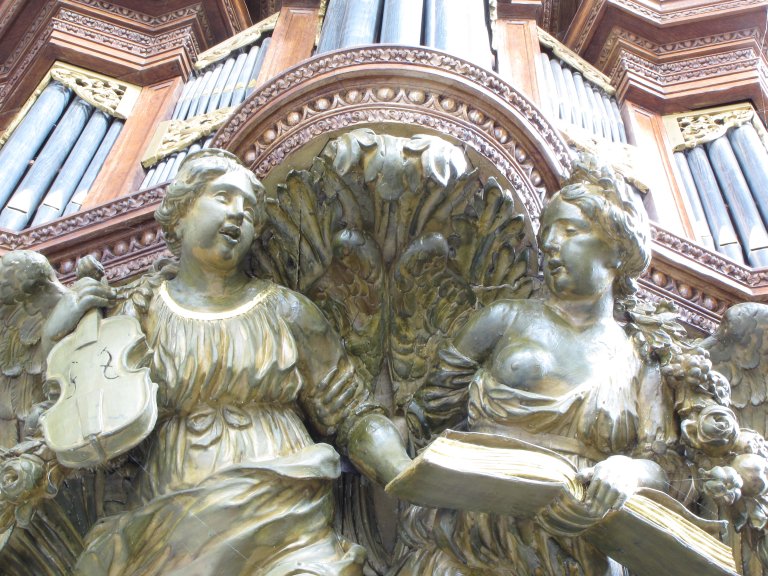 Lampet Rugpositief twee engelen detail