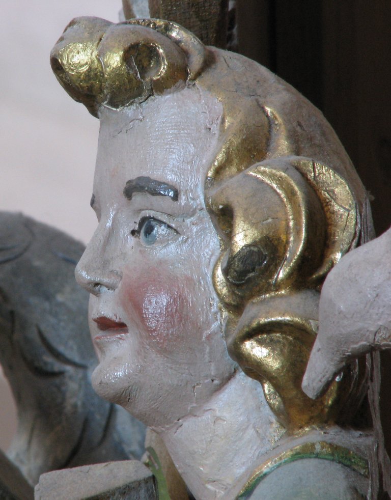 Bekroning Rugpositief vanuit het westen, close-up luitspeler westkant