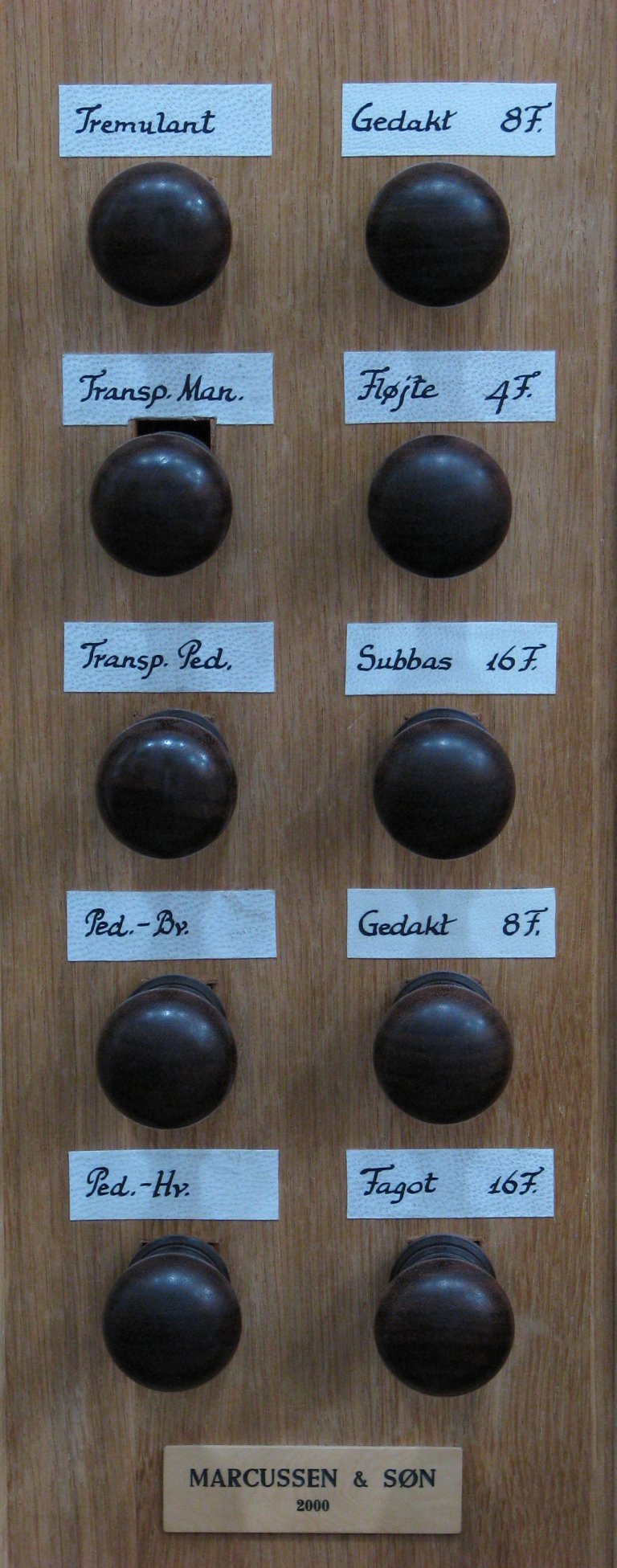 Marcussenorgel, registers links 