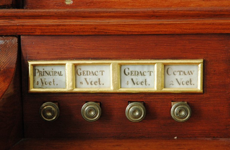 Orgel Ibe Peters Iben 1790, Registers links